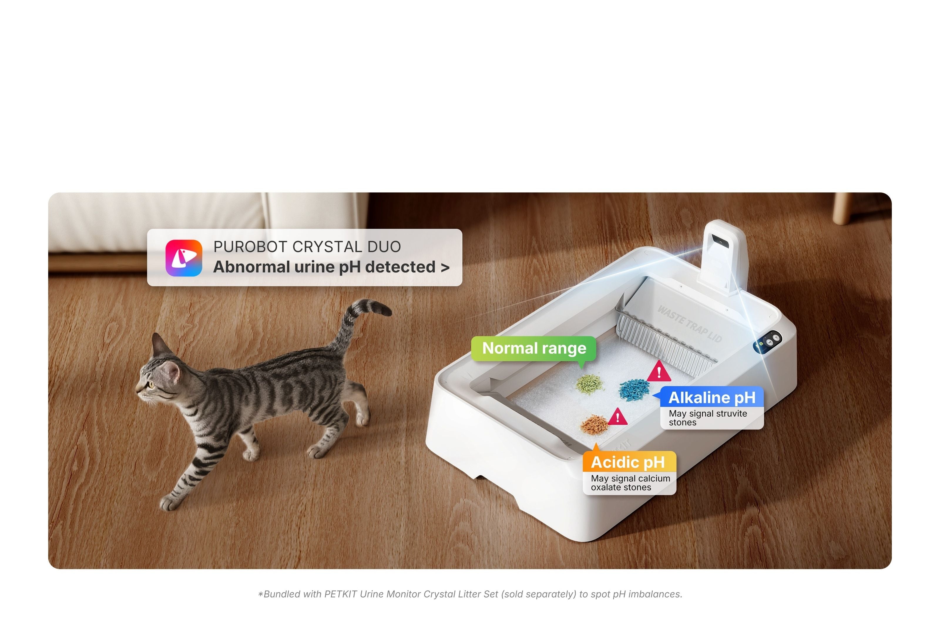 AI-powered urinary health monitoring with urine pH detection and instant alerts