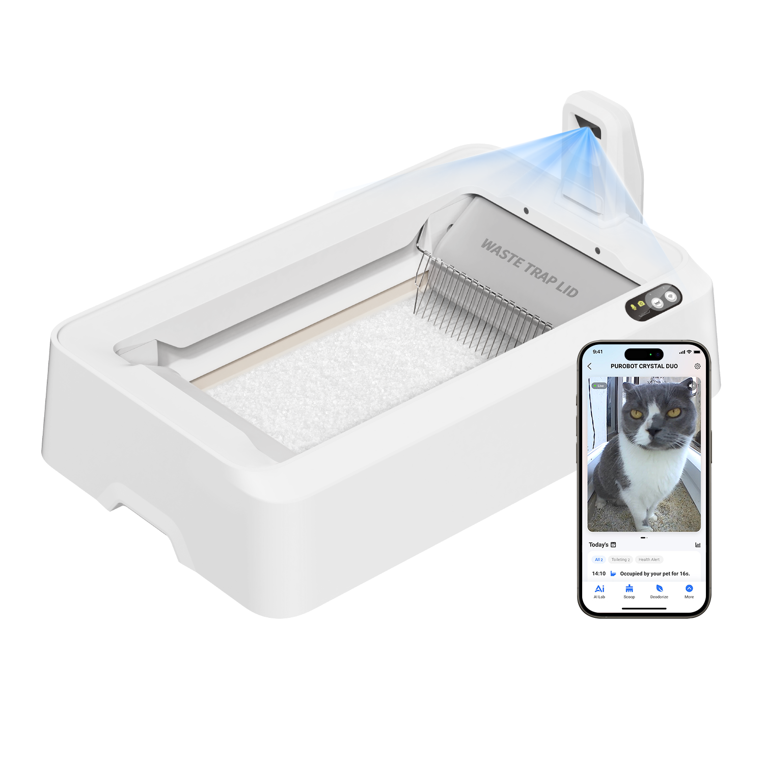 Primegoodss Purobot Crystal Duo automatic cat litter box with AI camera