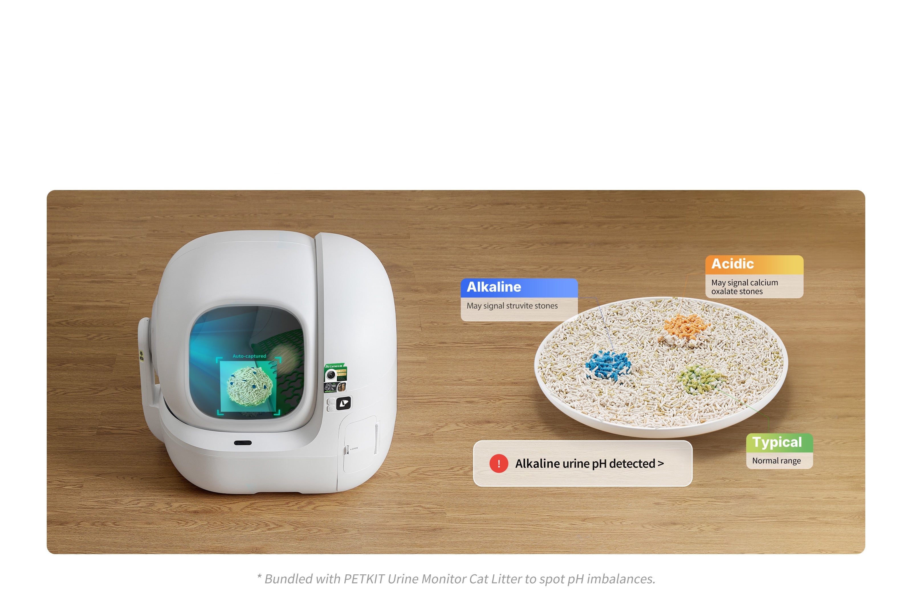 PUROBOT MAX PRO 2 AI-powered urinary health tracking with urine pH monitoring using Primegoodss Urine Monitor Cat Litter