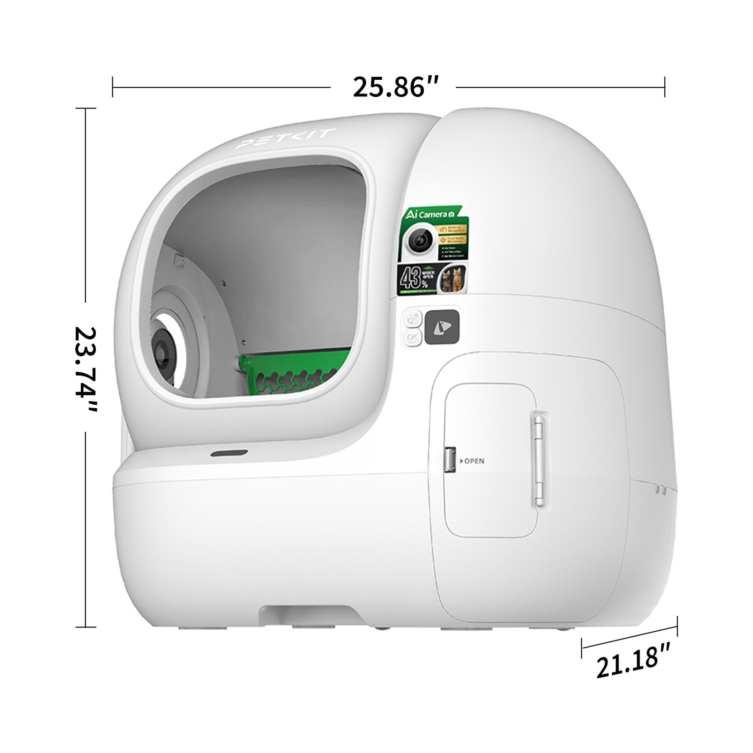PUROBOT MAX PRO 2 litter box size and dimensions illustration