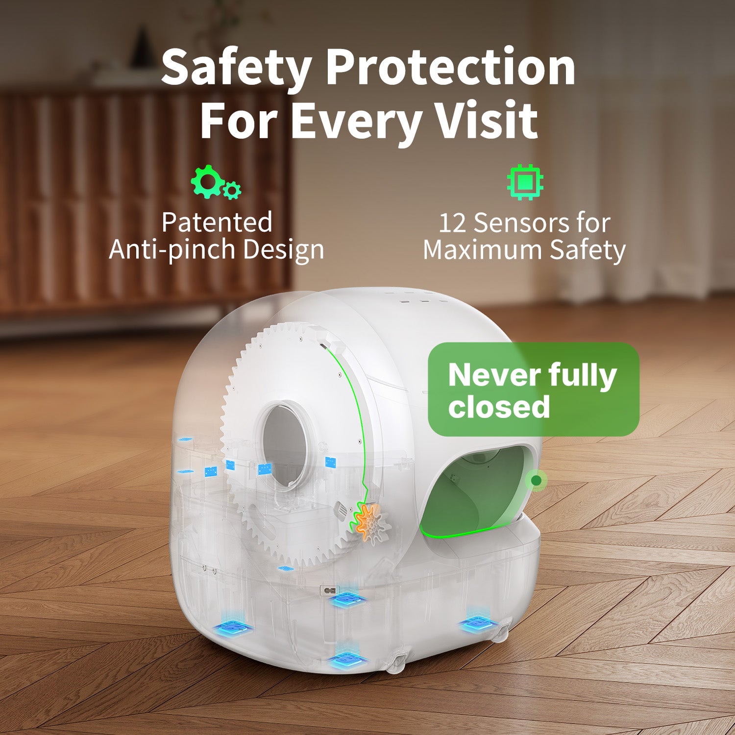 PUROBOT MAX PRO 2 automatic cat litter box safety protection sensors